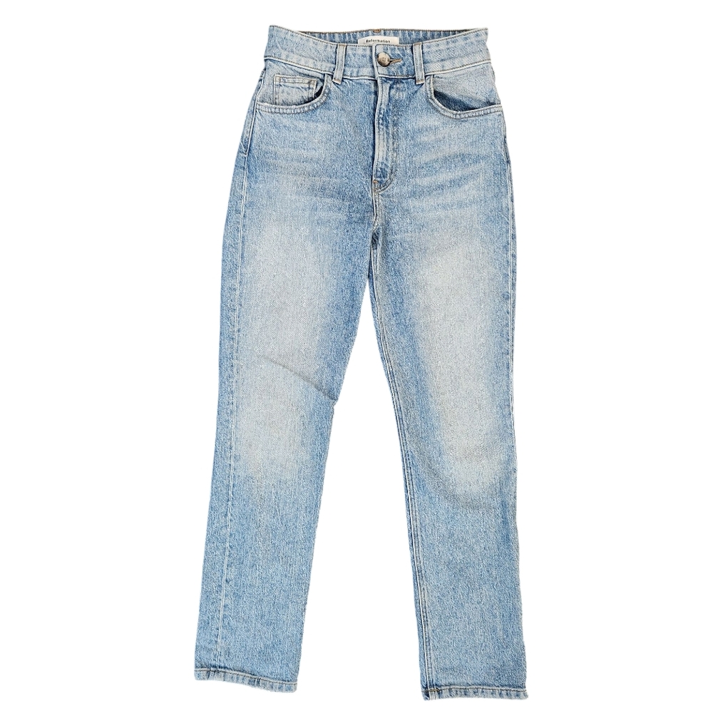 REFORMATION Emelia Crop Jeans In Montego Acid Wash Designer Denim 90's‎ Y2K